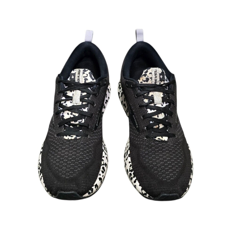 Brooks Revel 4 Running Shoes Womens Size 10 B Black White Snow Leopard Print - Picture 11 of 11